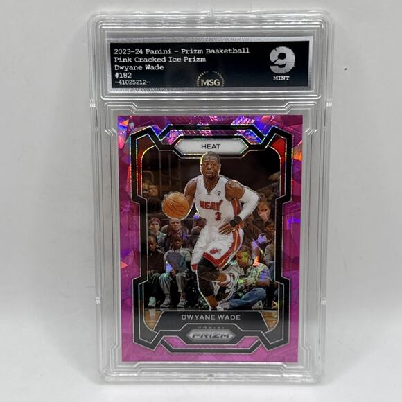 2023-24 Panini Prizm Basketball Cracked Pink Ice Dwayne Wade Heat Graded 9 NBA - Picture 1 of 2